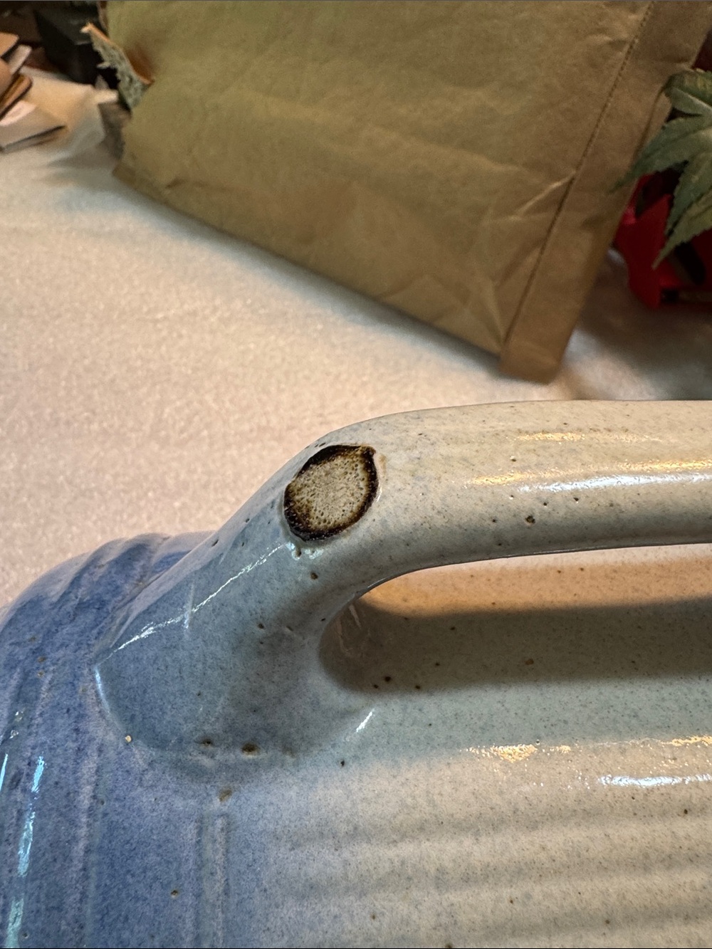 Very Old Blue and White Ceramic Pitcher - - Picture 13 of 14